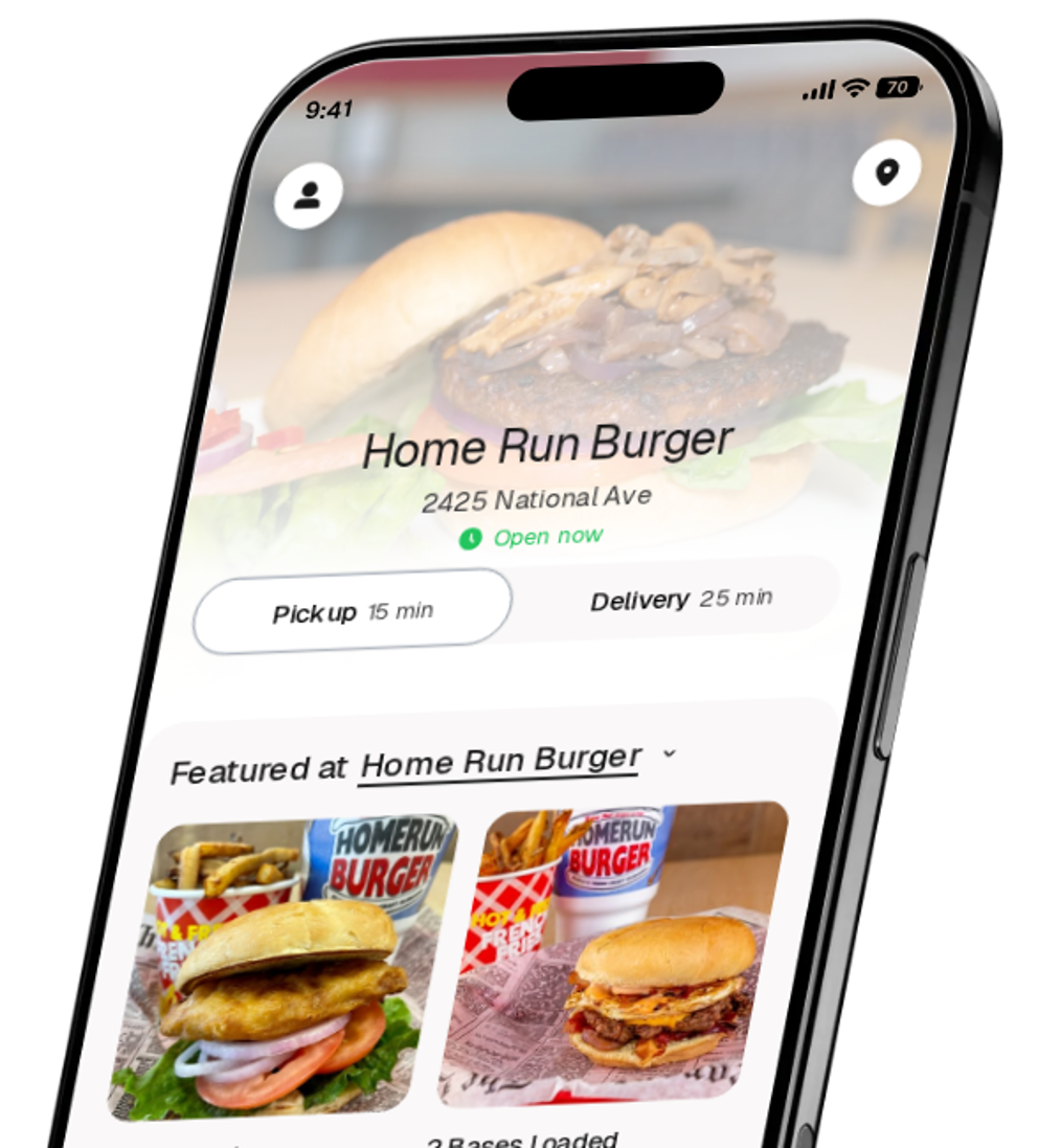 Home Run Burger app preview